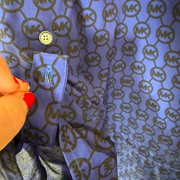 Michael Kors Blue and Black Patterned Blouse - Picture 5 of 6